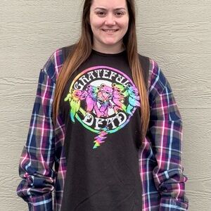 Upcycled band tee flannel